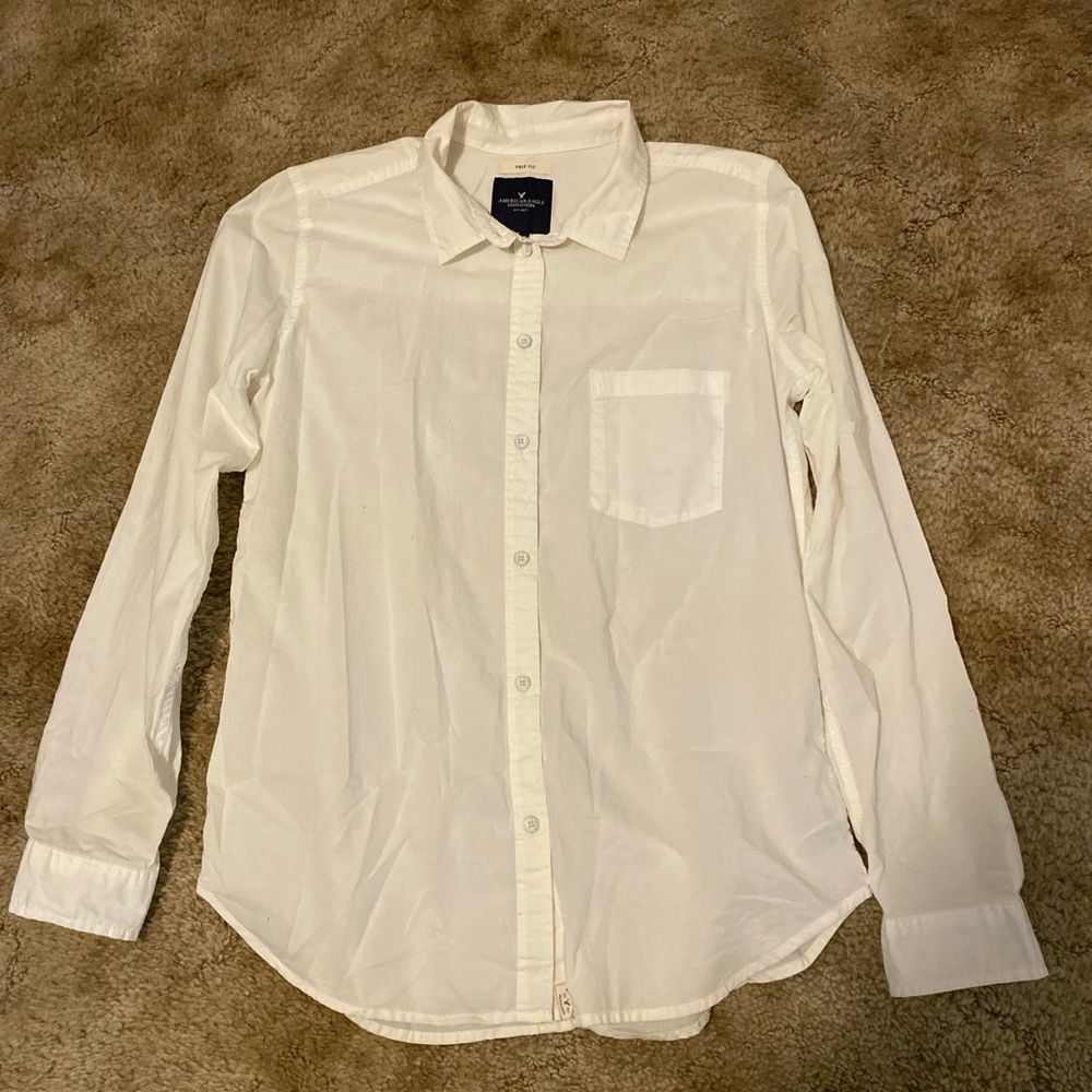 American Eagle Outfitters Cream Button-Up Blouse